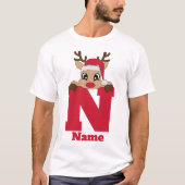 Custom Christmas Monogram with name Funny Pajama T-Shirt (Vorderseite)