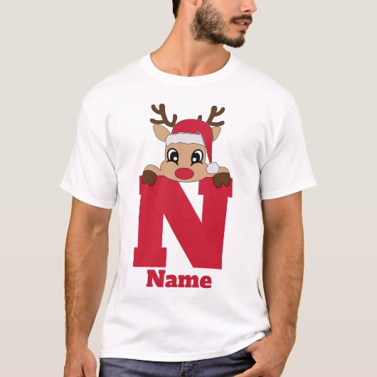 Custom Christmas Monogram with name Funny Pajama T-Shirt (Vorderseite)