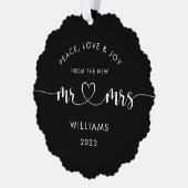 Custom Christmas Mr. und Mrs. Classic Foto Ornament Karte (Links)