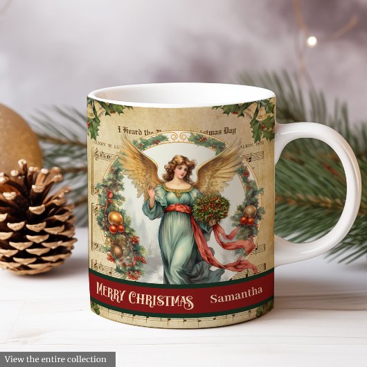 Custom Christmas Mug Vintage Angel Holiday Accent Kaffeetasse