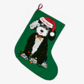 Custom Christmas Naughty Bernedoodle Holiday Dog Großer Weihnachtsstrumpf (Vorderansicht (hängend))