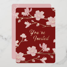 Custom Christmas New Year Floral Foil Einladung