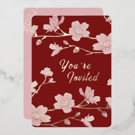 Custom Christmas New Year Floral Foil Einladung