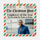 Custom Christmas Newspaper Coworker Employee Gift Keramikornament (Vorderseite)