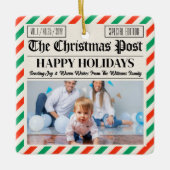 Custom Christmas Newspaper Decor, Family Photo Keramikornament (Vorderseite)
