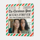 Custom Christmas Newspaper Friend Gift for Besties Keramikornament (Links)
