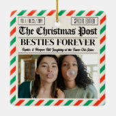 Custom Christmas Newspaper Friend Gift for Besties Keramikornament (Rückseite)
