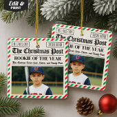 Custom Christmas Newspaper Rookie of the Year Keramikornament