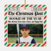 Custom Christmas Newspaper Rookie of the Year Keramikornament (Rückseite)