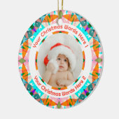 Custom Christmas Orange Teal Family Photo Gift Keramik Ornament (Links)