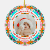 Custom Christmas Orange Teal Family Photo Gift Keramik Ornament (Hinten)