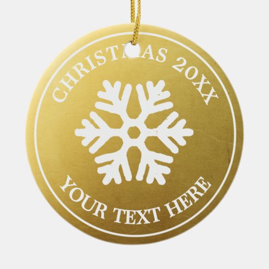 Custom Christmas Ornament | Gold Rustikale Schneef (Vorne)