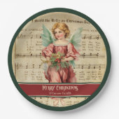 Custom Christmas Paper Plates Vintage Angel Accent Pappteller (Vorderseite)