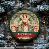 Custom Christmas Paper Plates Vintage Angel Accent Pappteller