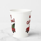 Custom Christmas party cup with red truck and tree Pappbecher (Rechts)