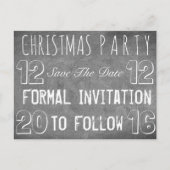 Custom Christmas Party Save the Date Chalkboard Ankündigungspostkarte (Vorderseite)