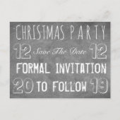 Custom Christmas Party Save the Date Chalkboard Ankündigungspostkarte (Vorderseite)