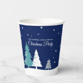 Custom Christmas Party Winter Trees Blue Pappbecher (Vorderseite)