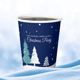 Custom Christmas Party Winter Trees Blue Pappbecher