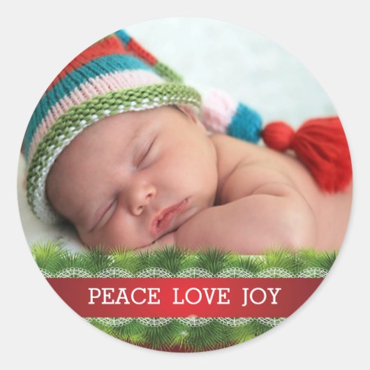 Custom Christmas Peace Liebe Joy Foto Sticker (Vorderseite)