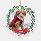 Custom Christmas Pet Hund Foto Apricot Poodle Keramik Ornament (Hinten)