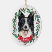 Custom Christmas Pet Hund Foto Border Collie  Keramik Ornament (Rechts)