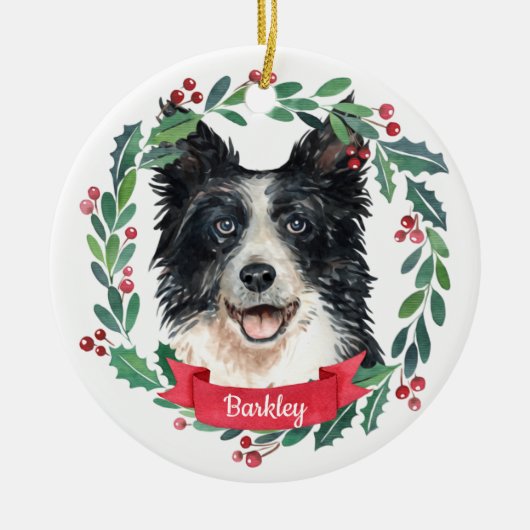 Custom Christmas Pet Hund Foto Border Collie  Keramik Ornament (Vorne)