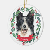 Custom Christmas Pet Hund Foto Border Collie  Keramik Ornament (Links)