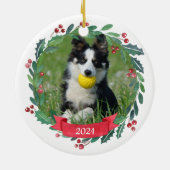 Custom Christmas Pet Hund Foto Border Collie  Keramik Ornament (Hinten)