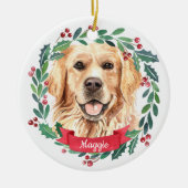 Custom Christmas Pet Hund Foto Golden Retriever Keramik Ornament (Vorne)