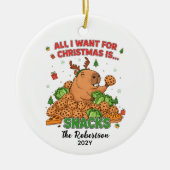 Custom Christmas Photo Keepsake Funny Capybara Keramik Ornament (Vorne)