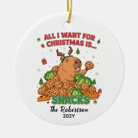 Custom Christmas Photo Keepsake Funny Capybara Keramik Ornament (Vorne)