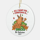 Custom Christmas Photo Keepsake Funny Capybara Keramik Ornament (Links)