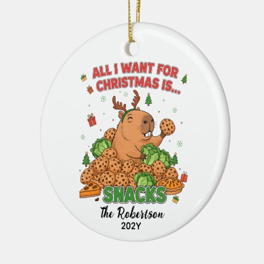 Custom Christmas Photo Keepsake Funny Capybara Keramik Ornament (Links)