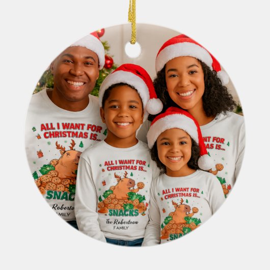 Custom Christmas Photo Keepsake Funny Capybara Keramik Ornament (Hinten)