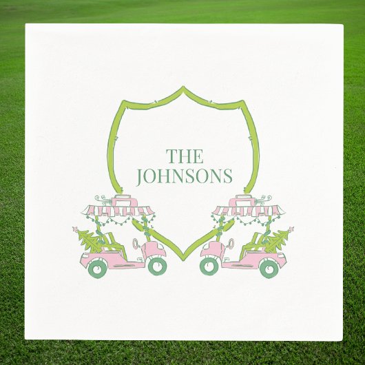 Custom Christmas Pink Golf Carts Green Wappen Part Serviette