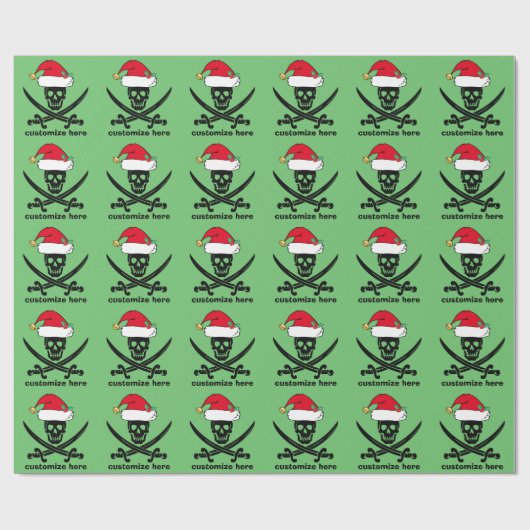 Custom Christmas Pirate Santa Geschenkpapier (Flach)