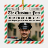 Custom Christmas Police Gift for Officer Newspaper Keramikornament (Vorderseite)
