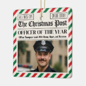 Custom Christmas Police Gift for Officer Newspaper Keramikornament (Links)
