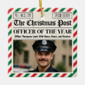 Custom Christmas Police Gift for Officer Newspaper Keramikornament (Vorderseite)
