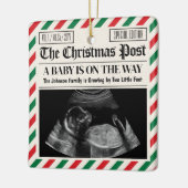 Custom Christmas Pregnancy Announcement Newspaper Keramikornament (Links)