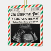 Custom Christmas Pregnancy Announcement Newspaper Keramikornament (Links)
