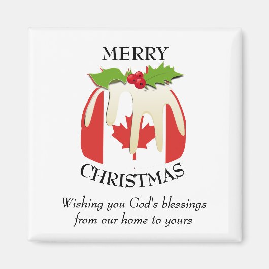 Custom Christmas Pudding Patriotic CANADA FLAG Magnet (Vorne)