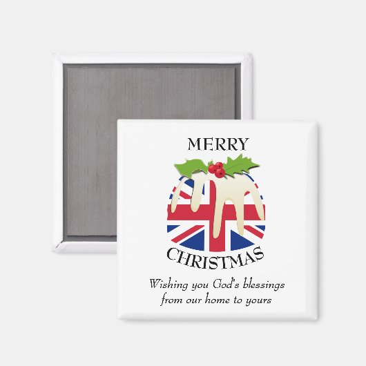 Custom Christmas Pudding Patriotic UNION JACK Magnet (Vorderseite/Rückseite)