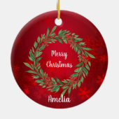 Custom Christmas Red and Greenerity Kreath Keramik Ornament (Hinten)