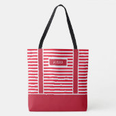 Custom Christmas Red and White Stripes Candy Cane Tasche (Vorderseite)