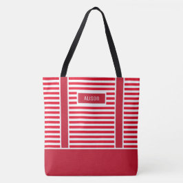 Custom Christmas Red and White Stripes Candy Cane Tasche