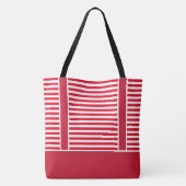 Custom Christmas Red and White Stripes Candy Cane Tasche (Rückseite)