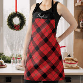 Custom Christmas Red, Black and Green Kariert Schürze
