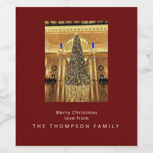 Custom Christmas Red & Gold Weinetikett (Einzelnes Label)